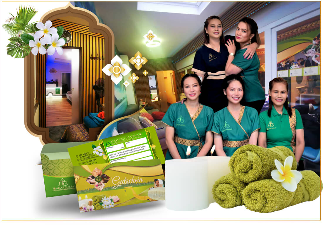 Außenansicht und Praxisbereich von Mahana Thai-Massage in München